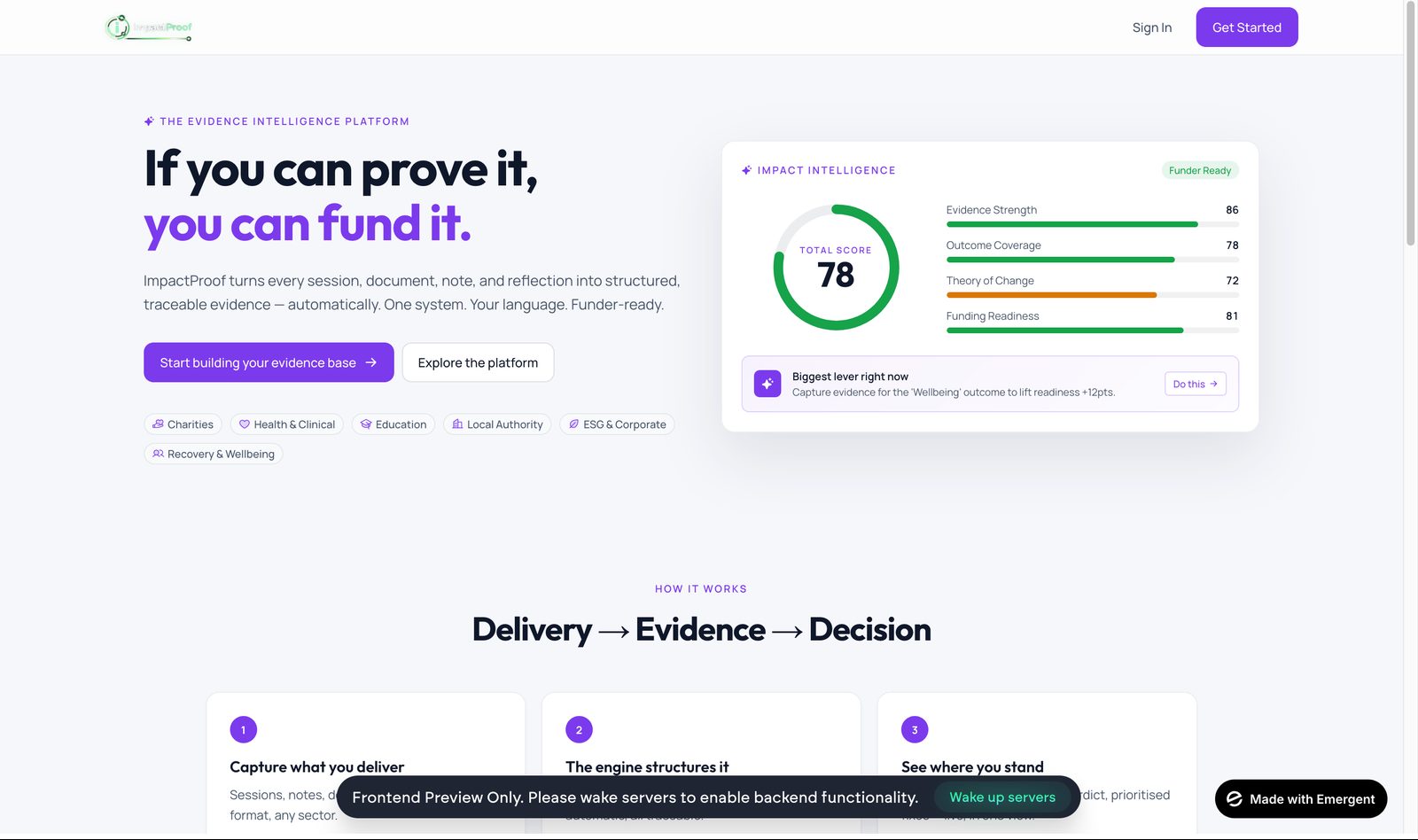 ImpactProof — the evidence intelligence platform